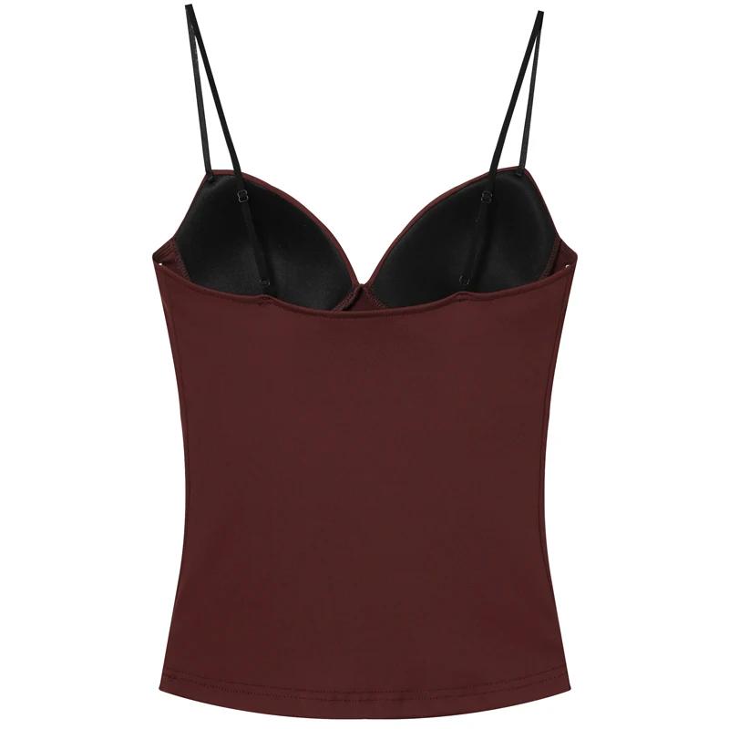Aria Muse  Burgundy Slip Top Women Summer Sexy Corset Tanks & Camis Fashion Sleeveless Backless Bra Top Chic Elegant Bustier Camisole