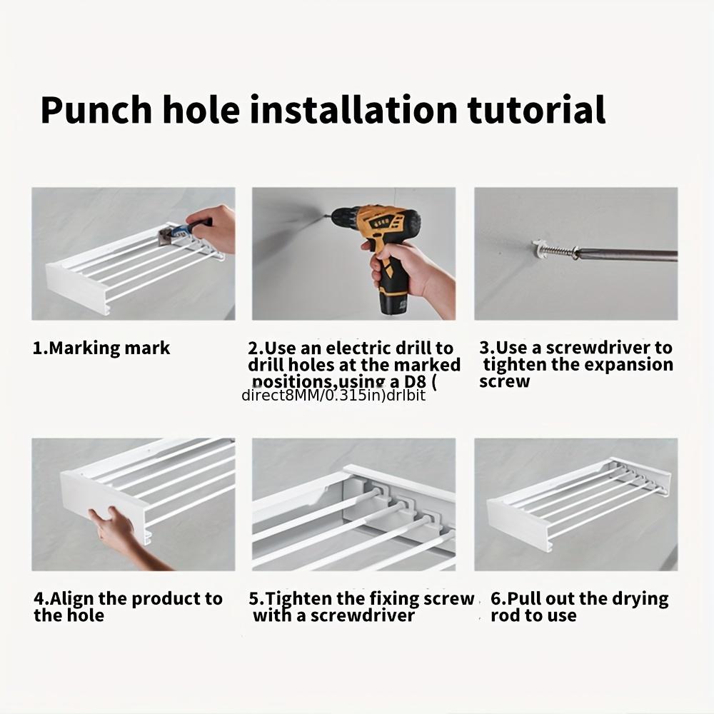 Sturdy Wall-Mounted Folding Clothes Drying Rack, Indoor/Outdoor Extendable Clothes Pole, Heavy-Duty Space-Saving Multi-Rod Drying Rack for Balcony and Bathroom, Clothes Drying Racks, Laundry Drying Rack, Drying Rack Clothing Foldable, Drying Racks