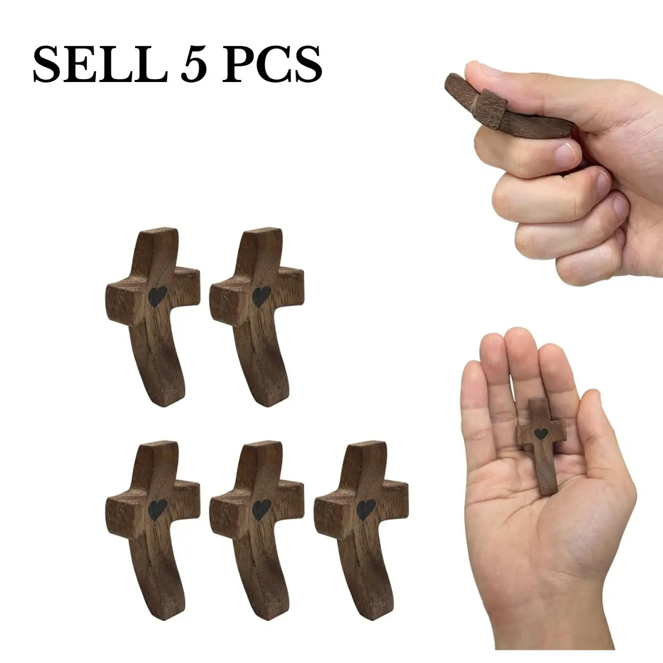 Small Cross,Pocket Cross,Encouragement Gift, Relieve Anxiety Comfort for Clutching, Clinging and Praying, Wooden Cross Fidget, Pocket Olive Wood Crosses Religious Gift for  Adults