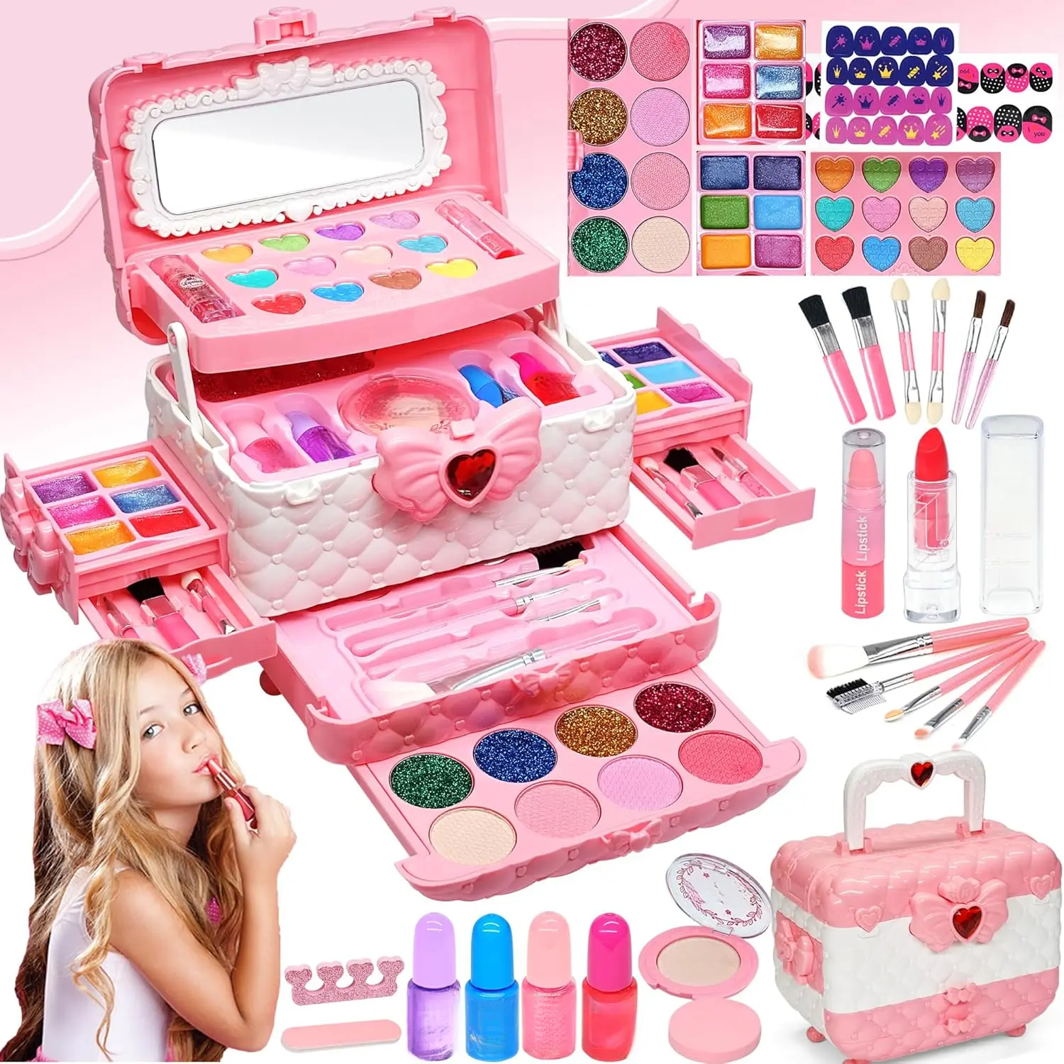 Kids Makeup Sets  Girls - Kids Makeup Sets  Girls 5-8, Maquillaje para Niñas, Play Make Up Kit, Best Toys  Little Girl,Princess Toddler Kid Stuff, Ages3456789 10 Year Old Girl Birthday Gifts