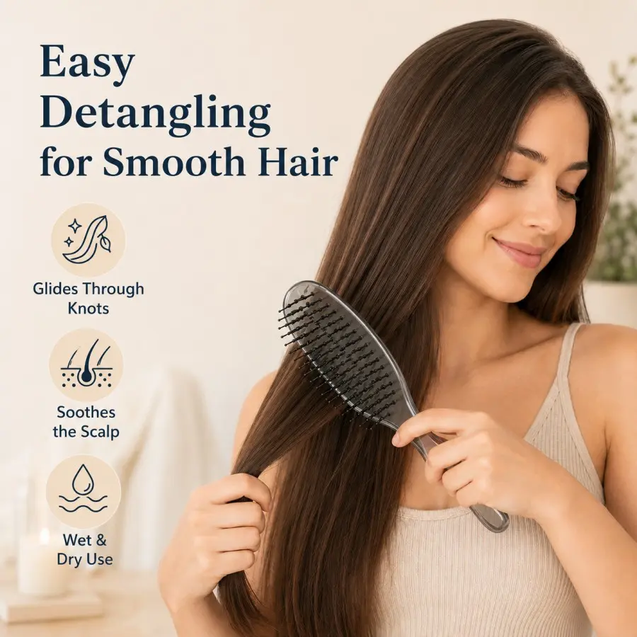 1pc Detangling Hair Comb, Dual Brush Design, Scalp Massager, Anti-Tangle, Suitable for Women, Wet & Dry Smooth Styling Tool, Anti Tangle Brushes