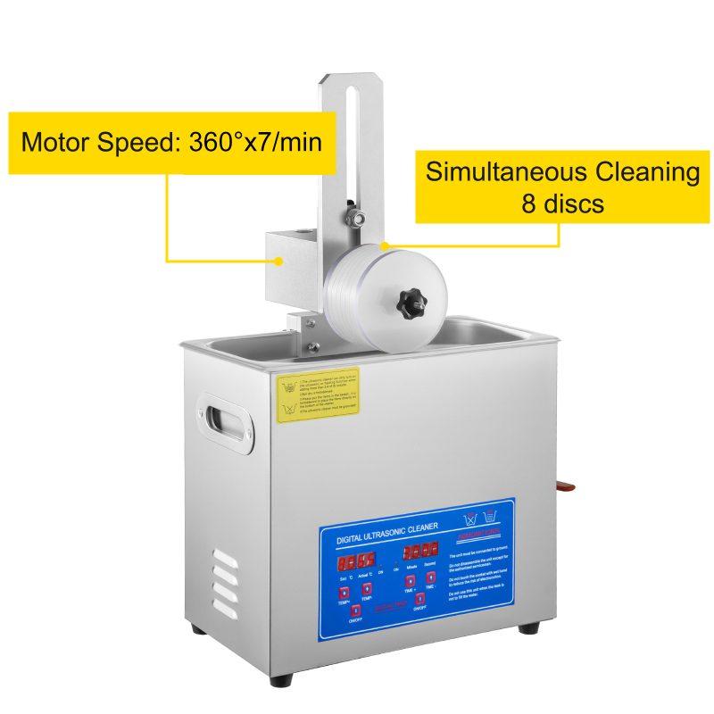 VEVOR Ultrasonic Cleaner 6L Ultrasonic Vinyl Cleaner 7-12 Inch 8 Records Ultrasonic Vinyl Cleaning Machine 180W Ultrasonic Records Cleaner with Drying Rack for Home Store