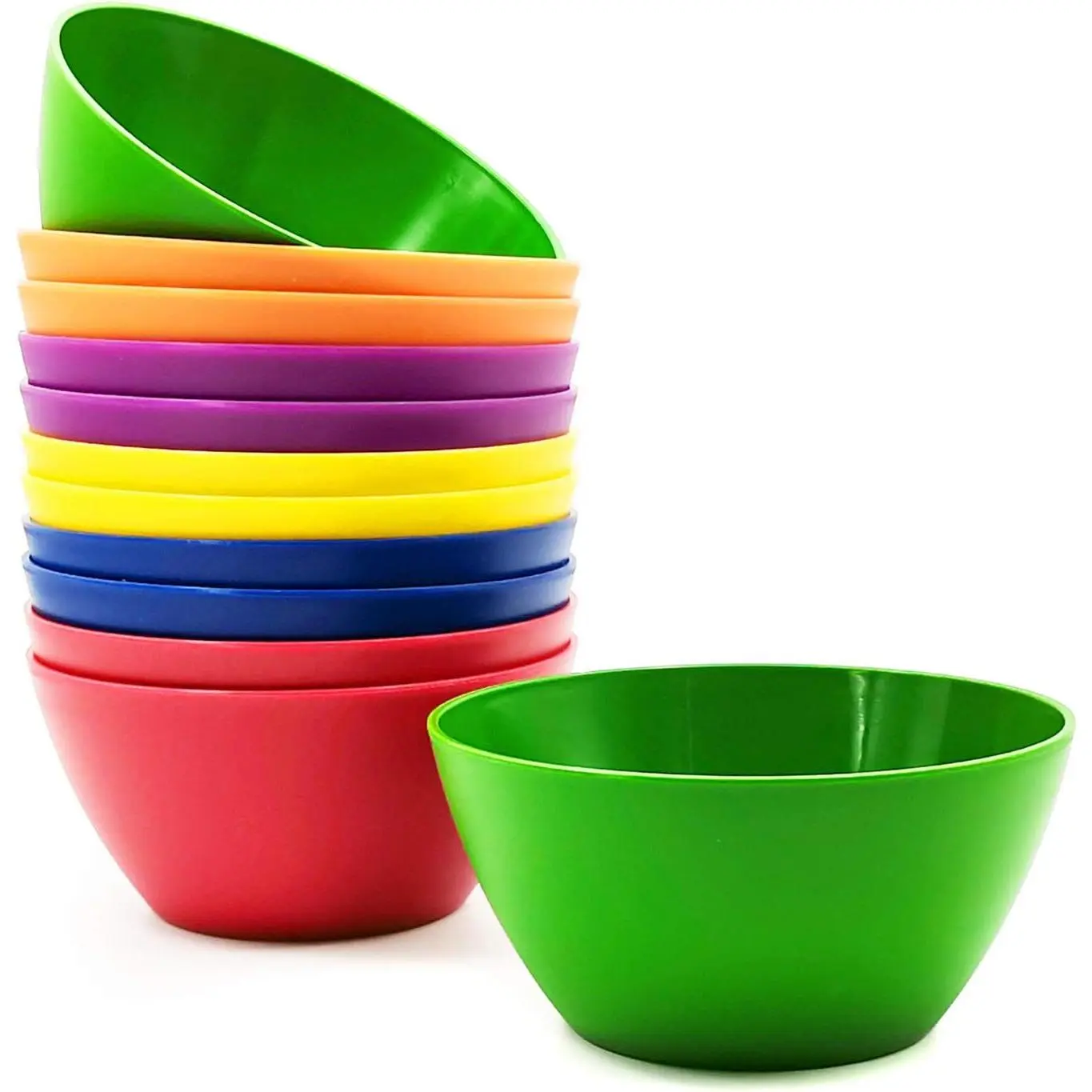 Plastic Bowls set of 12 - Unbreakable and  6-inch Plastic Cereal/Soup/Salad Bowls Multicolor | Microwave/Dishwasher Safe,