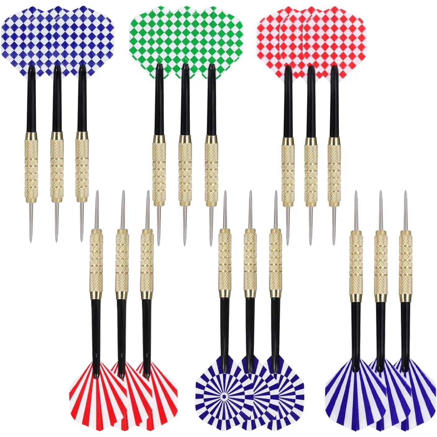 18Grams Steel Tip Darts, 18Pcs Professional Metal Tip Darts, Premium Darts Set, Standard Flights, Dart for Dartsboard, Dart for Indoor Sport