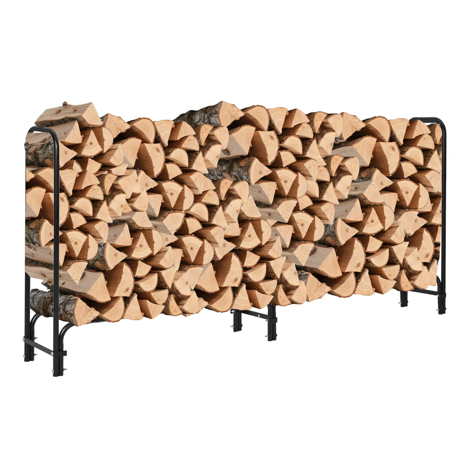 Heavy-Duty All Weather Outdoor Firewood Storage Rack with Matching Waterproof Protective Cover, Solid Stable Metal Log Holder Organizer with Max 440 LBS Loading Capacity, Weatherproof & Space Saving Firewood Stacker Perfect for Patio