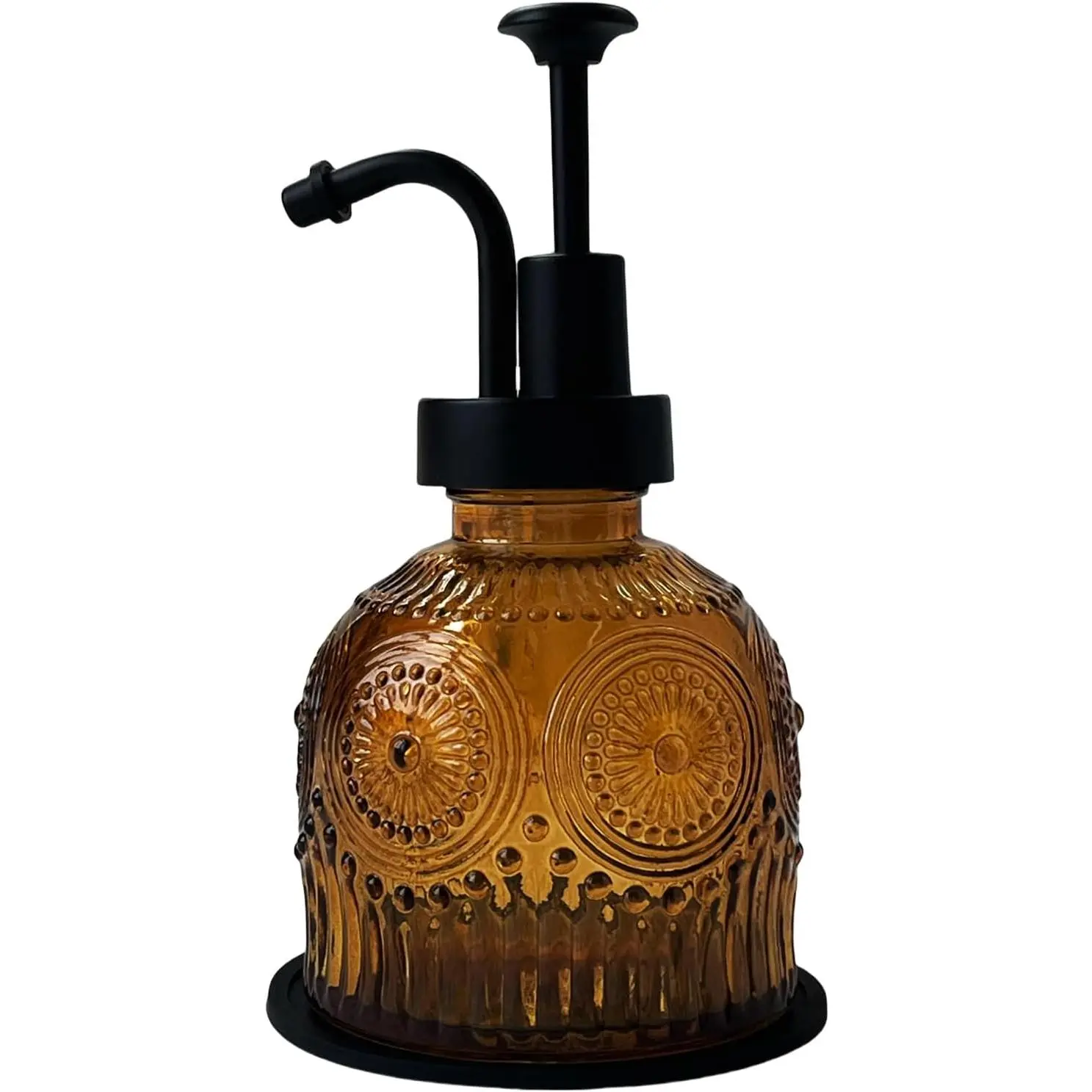 Soap Dispenser for Bathroom,Glass Kitchen Soap Dispenser with Pump, Antique,Cute Small Rustic Decor(Brown)