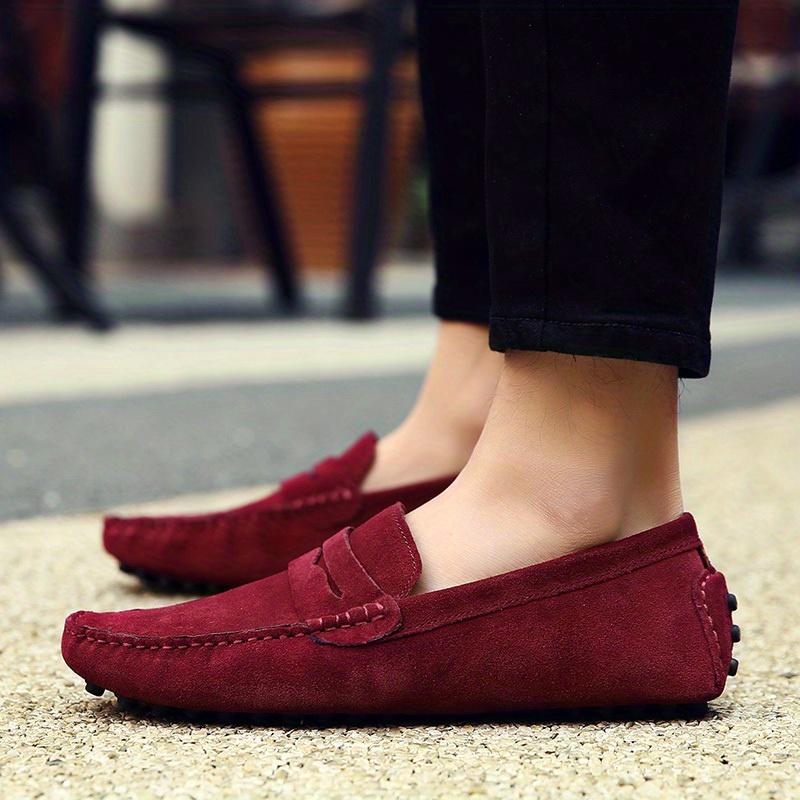 Comfy Men's Solid PU Leather Loafers, Casual Slip On Flat Shoes For Outdoor Footwear men's shoes
