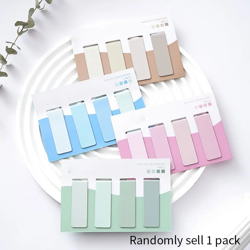 Magnetic Bookmarks Set of 4, Morandi Solid Color Reading Markers, Soft Magnetic Bookmarks, Random Colors, Perfect for Books and Magazines, Soft Magnetism