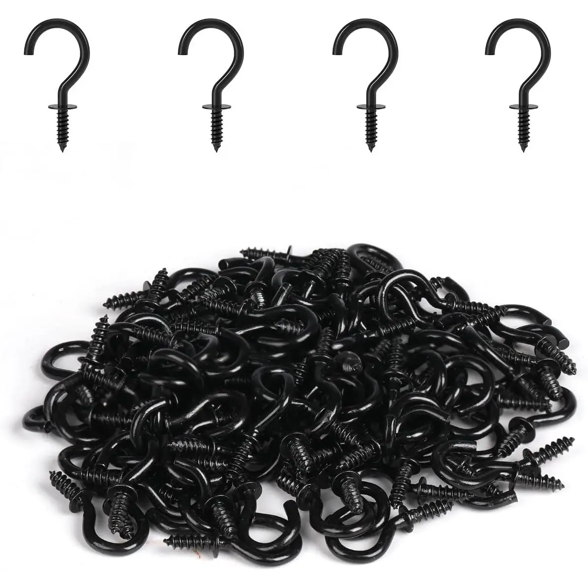 Small Screw Hooks, 1/2 Inch Metal Screw in Hooks, Black, 100 count | Mini Twist in Thread Hooks, Anti  Rust, Outdoor Indoor Daily Use, for  Cup String Light  Necklace Key