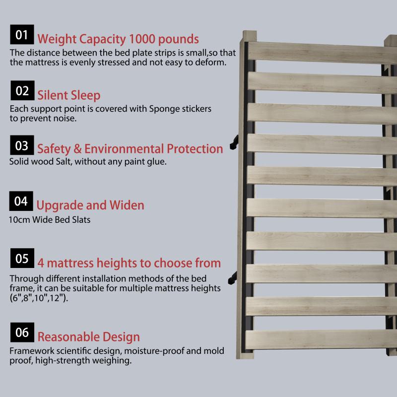 King Size Luxury Upholstered Platform Bed with Oversized Padded Backrest and Solid Wood Frame,suitable for Multiple heights of mattresses,Grey(Old Sku:W1885S00007)    RR