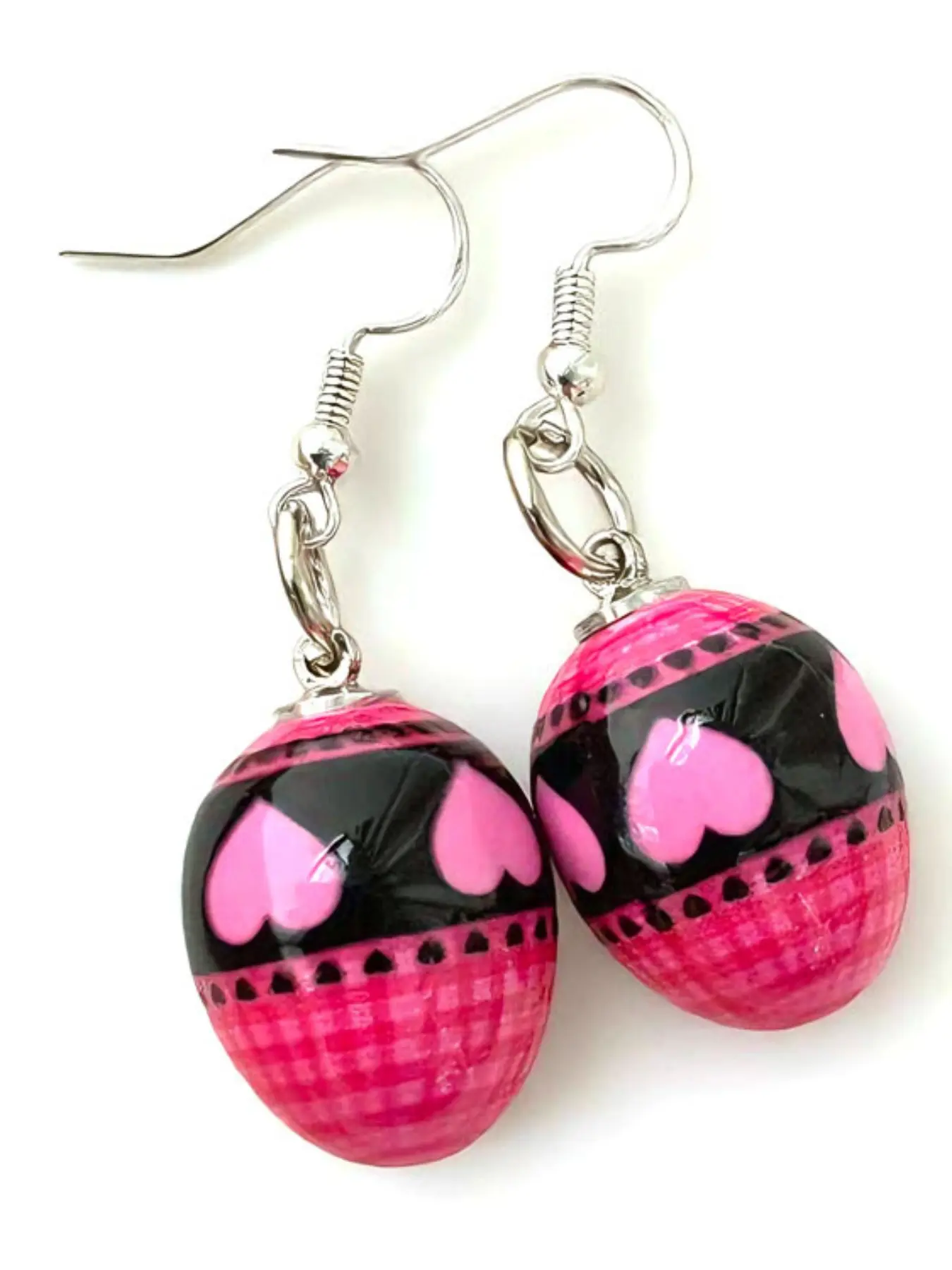 Colorful Egg Shape Earrings, Multi-Color Options, Background Print, Bright and Vivid Design, Sweet Cool Retro Style