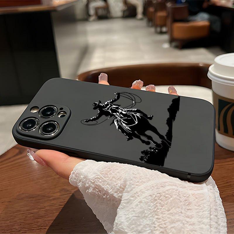 Cowboy silhouette on horseback UV printing soft phone case 360 degree full protection phone cover for iPhone 11 12 13 14 16 pro max 15 XR X/Xs 7 8 plus se mini