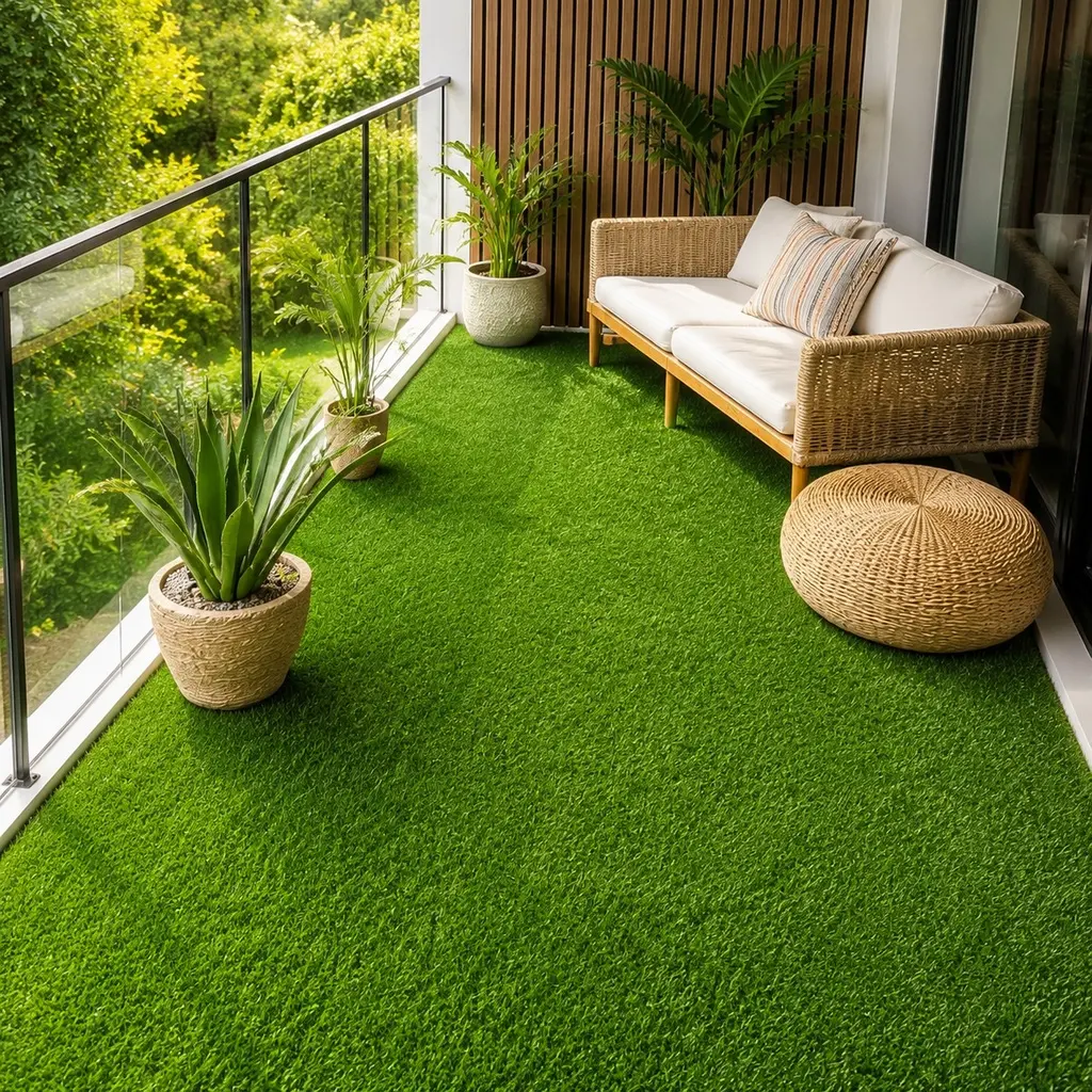 ARCH Realistic Deluxe Polyethylene Artificial Grass Turf Carpet - 1.18in Thick Blades, Rubber-Backed Durable Washable Indoor/Outdoor Green Flooring for Lawn, Event Space, Multiple Size Options