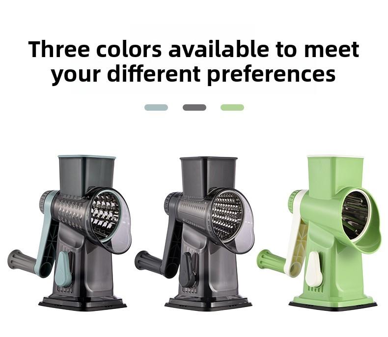 Rotary Cheese Grater, 1-Count Manual Vegetable Chopper with 3 Replaceable Stainless Steel Cutting Blades, Vegetable Shredder and Slicer, Multifunctional Kitchen Utensil, Vegetable Slicer Dicer, Summer Gift # GLOBAL PICKS