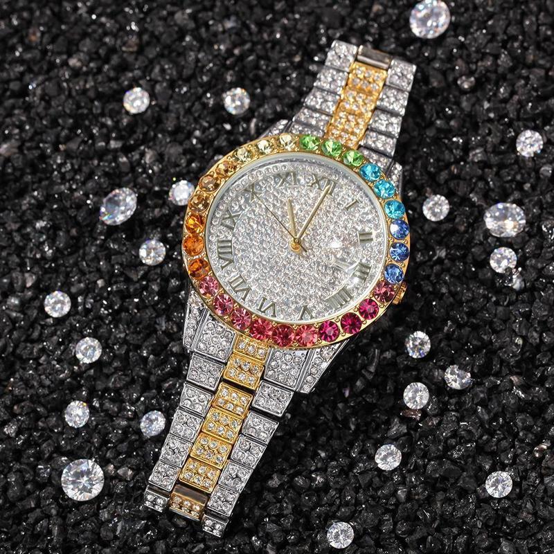 18K White Gold Vacuum Plated Watch with 5A+ Sri Lanka Zircon Colored Watch Miami Italy Mexico & Micro Inspired for Women & Men Jewelry,Daily Wear,Casual Fashion,Gift Idea,,Classic, Minimalist,Simple,Sporty Style