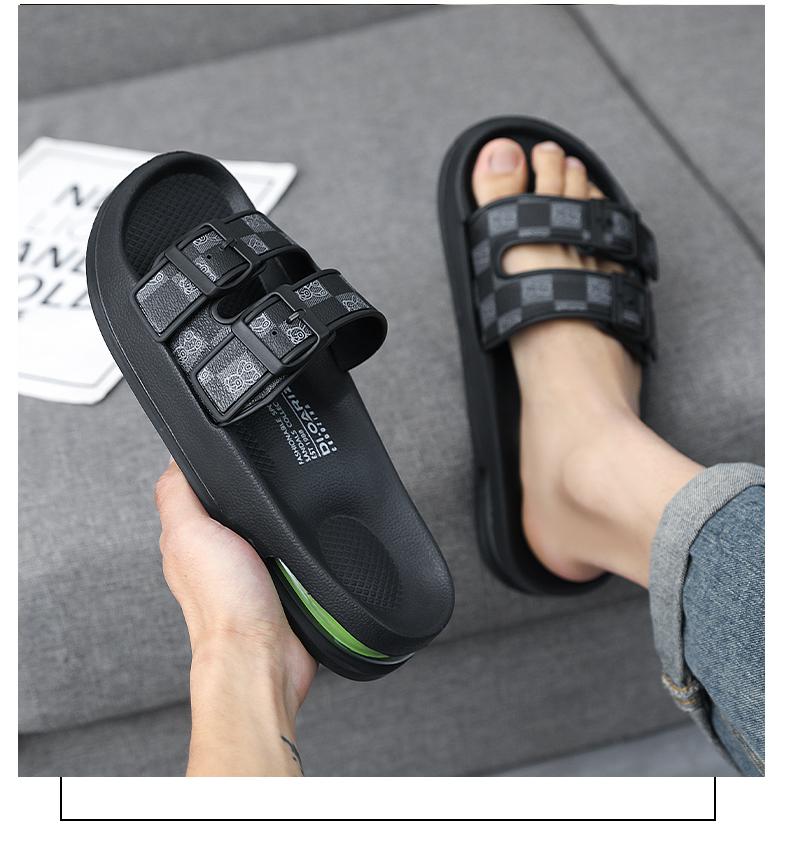 Fashion Slippers for Men 2026 Summer New Design Slides Luxury Leather Slipper Casual Beach Shoes with Air Cushion