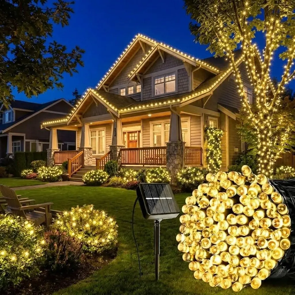 Summer Garden Solar String Lights – 72ft, 200 LEDs, 8 modes, outdoor waterproof string lights