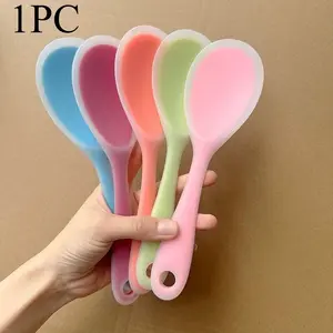 High-Temperature Resistant Silicone Rice Scoop, Multi-functional Kitchen Spoon, Silicone Stirring Spoon, Salad Spoon — Food-Grade, Heat-Resistant, Non-Scratch Rice Scoop (Safe for Cookware Linings) — Silicone Kitchen Utensil