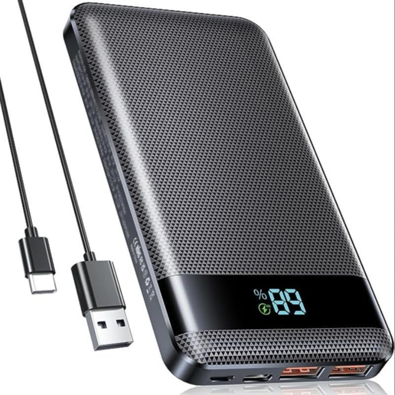 Portable Smartphone Power Bank, Summer 10000mAh 2 USB+1 Type-C Output Power Bank, Portable Mobile Phone Charger with LED Digital Display, Mobile Phone Accessories, Chargeable Smartphone Accessories