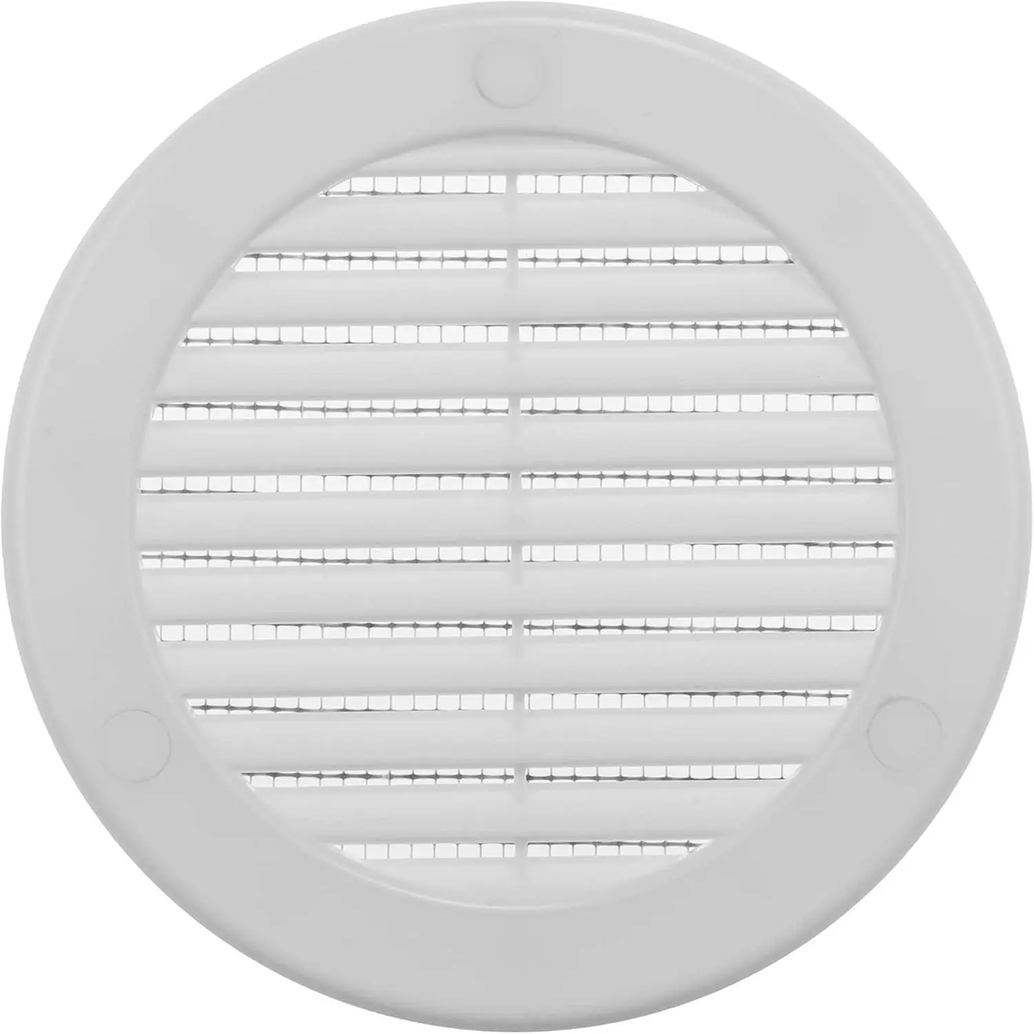 4" Inch (Opening Dimensions) White Soffit Vent Cover - Plastic Round Air Vent Grille - Built-in Mesh Screen - HVAC Register Louver for Bathroom, Home, Kitchen