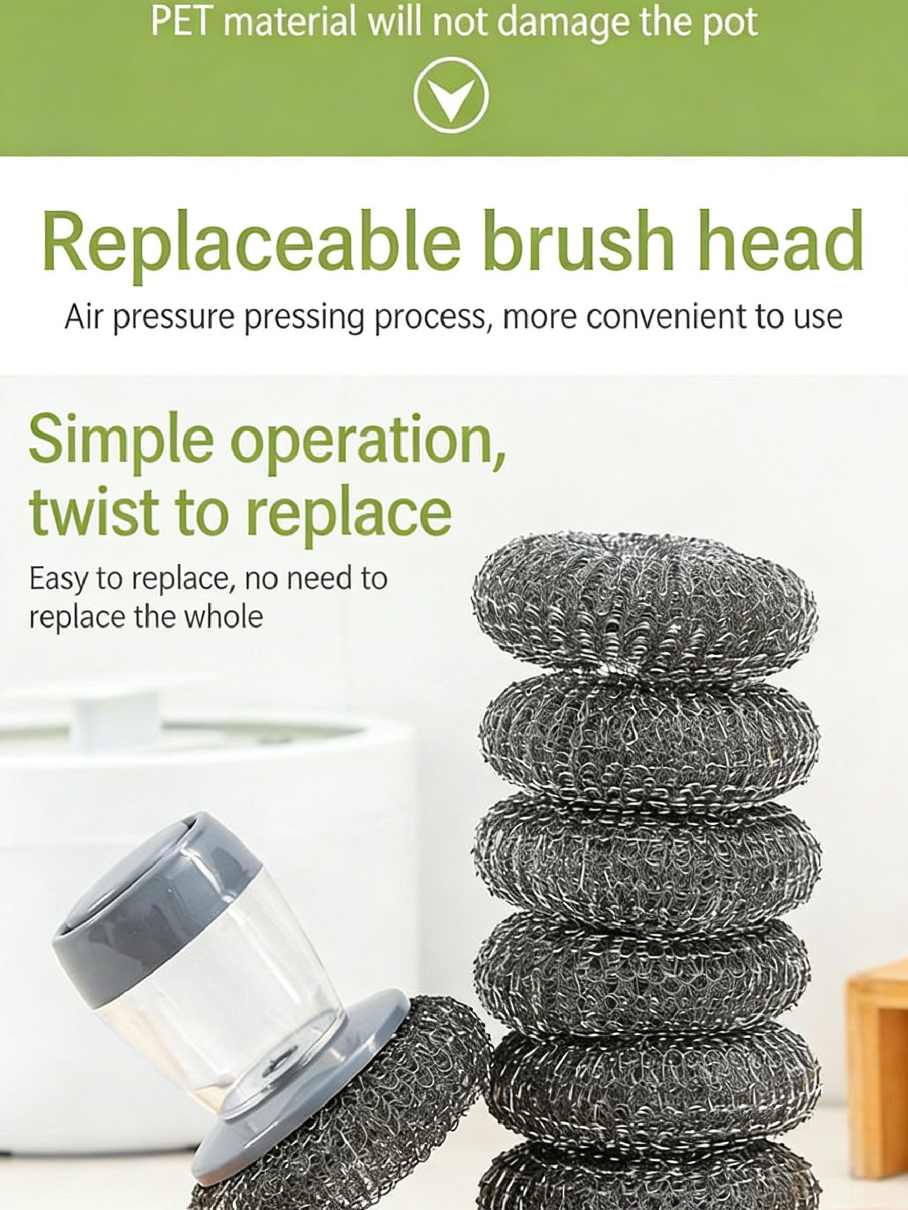 Automatic Liquid Filling Comfort Handle Soap Dispense Palm Brush for Kitchen Sink Pot Bowl Cleaning