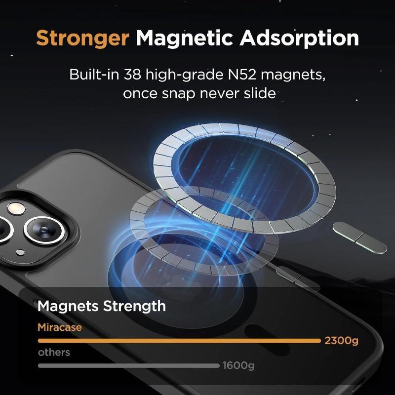 High-end matte skin-touch black mobile phone case suitable for iPhone17Promax 16Promax 15Plus 14Pro 13 12 Pro Max Plus supports magnetic suction wireless charging matte translucent anti-shock and anti-fall Apple mobile phone case