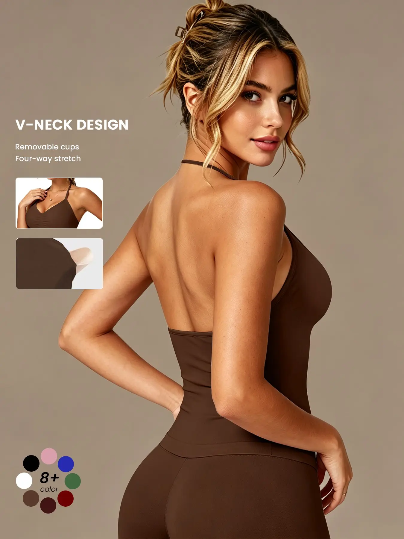 New Women's Sport Yoga Vest, Detachable Padded Gym Top, Breathable Compression Wear, Plain Style, All Seasons, Universal Sports, Tight Workout Sports Vest