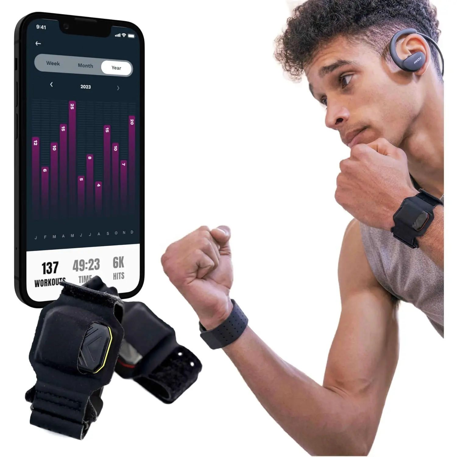 Boxing Punch Tracker – Bluetooth Sensors  Heavy Bag & Shadow Boxing – Track Speed, Power & Count – iOS & Android App
