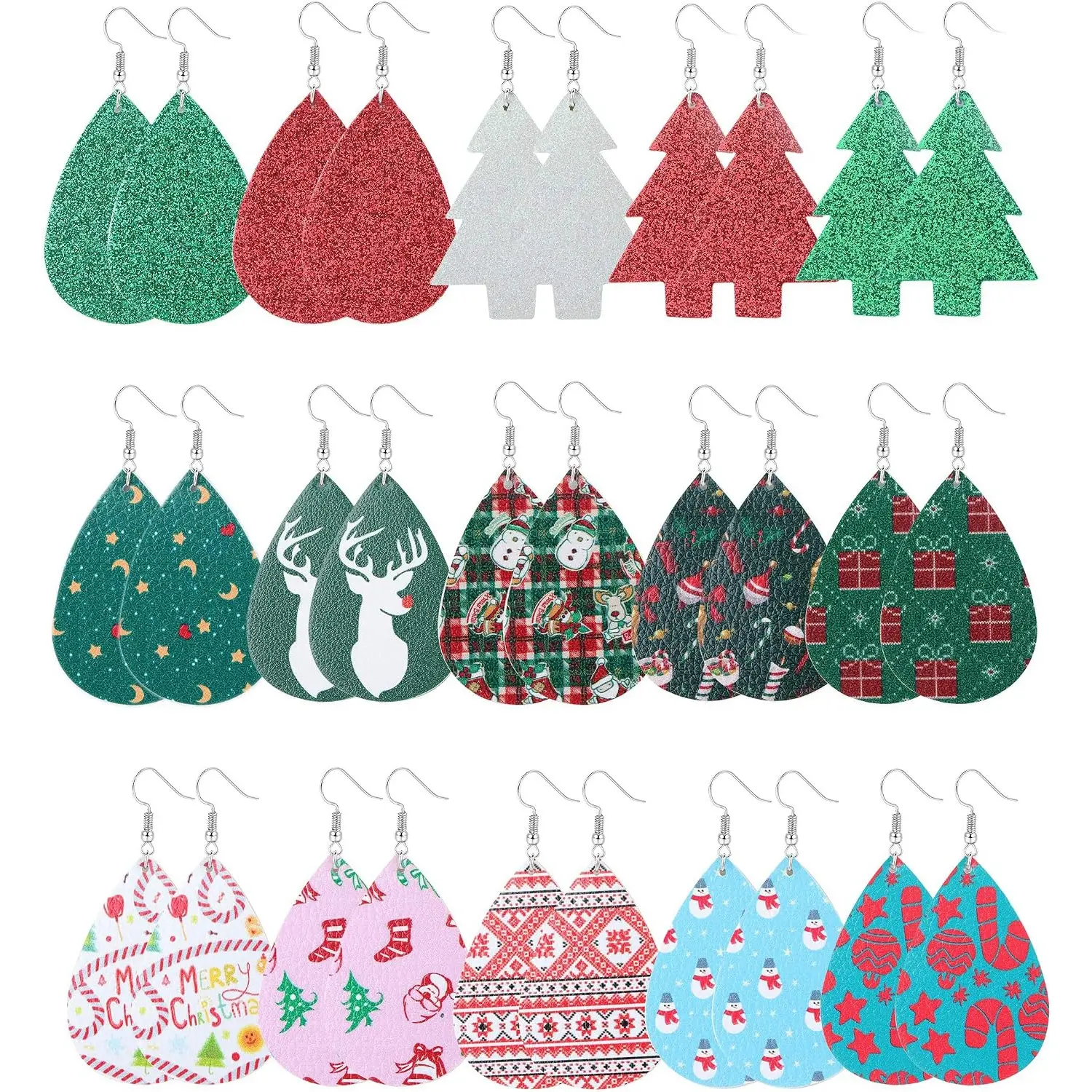 15 Pairs Christmas Earrings Set for Women, Christmas Tree Earrings, Xmas Jewelry Christmas Gift