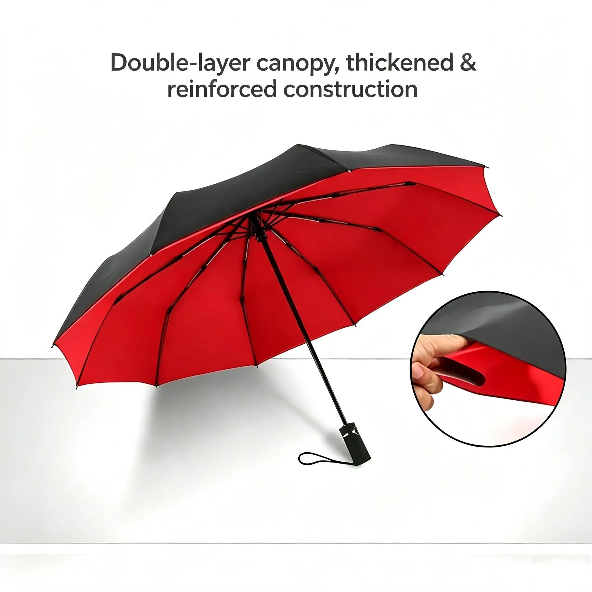 10-Rib One-Touch Automatic Gentlemen Parasol, Dual-Layer UV Wind Resistant, All-Season Sun Rain 2-In-1 Travel Portable Shade Umbrella, 1pc