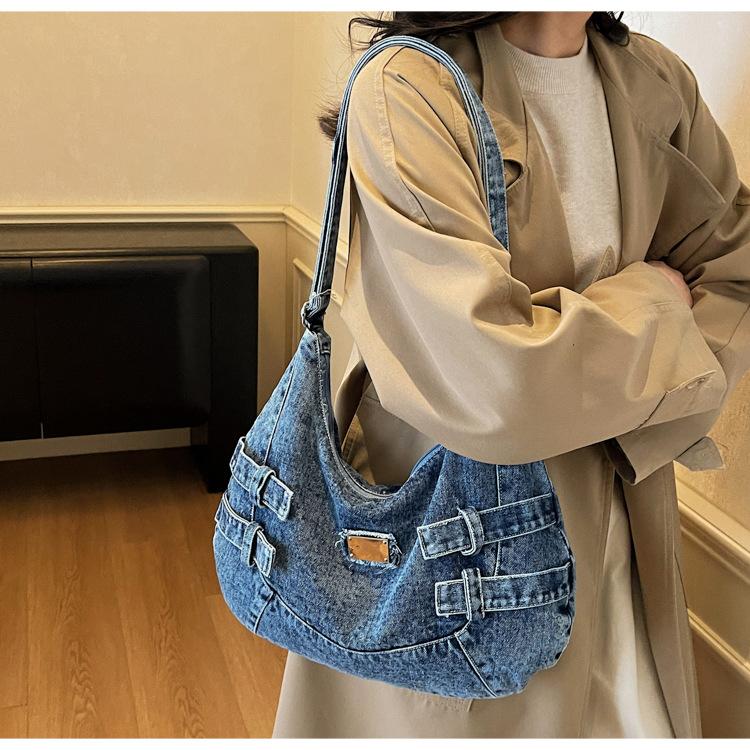 New Fashion Large Capacity Denim Crossbody Shoulder Bag for Women Casual Storage Bag Textured Casual and Versatile Coach Bag
