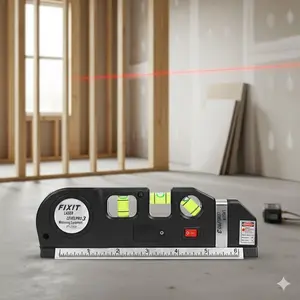 High-Precision Multi-Function Laser Level Tape Measure with 8.2ft Retractable Metric Ruler, Cross Line Projector for Wall Alignment, Tile Laying, and Construction Layout. Dual-Mode Self-Leveling Laser for Home Renovation & Professional Use.