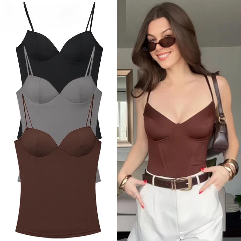 Aria Muse  Burgundy Slip Top Women Summer Sexy Corset Tanks & Camis Fashion Sleeveless Backless Bra Top Chic Elegant Bustier Camisole