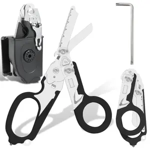 6-in-1 Foldable Multitool Pliers & Combination Scissors, 20.7*10cm Heavy Duty Metal Multi Tool with Storage Box, Portable Multipurpose Cutting Tool for Home Repair, Construction & Outdoor Camping