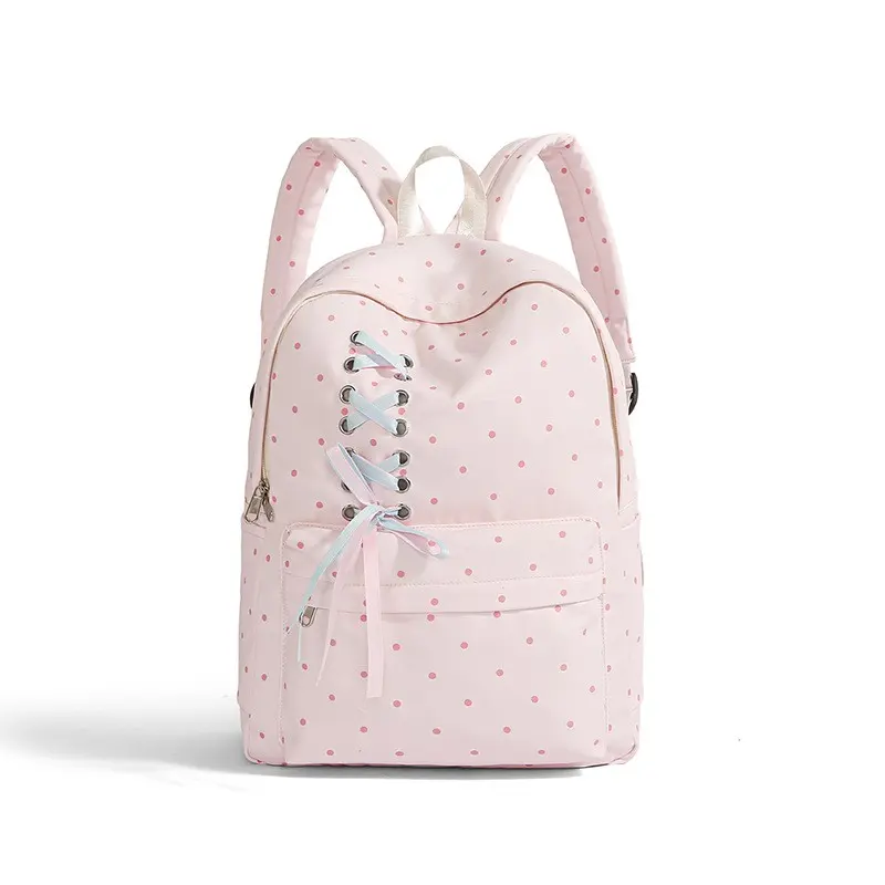 Polka Dot Butterfly Print Backpack, Ideal for Students' Daily Use and Travel, Stylish and Functional School Bag, Perfect for On-The-Go Adventures