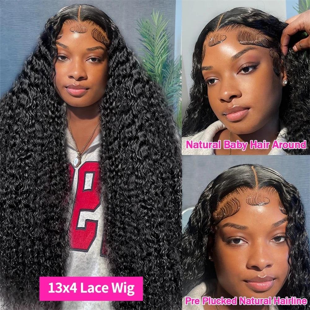 Bling Hair Deep Wave 13X6 HD Transparent Lace Frontal Wig Human Hair 30 34 Inch 13X4 Kinky Curly Lace Front Wigs For Black Women