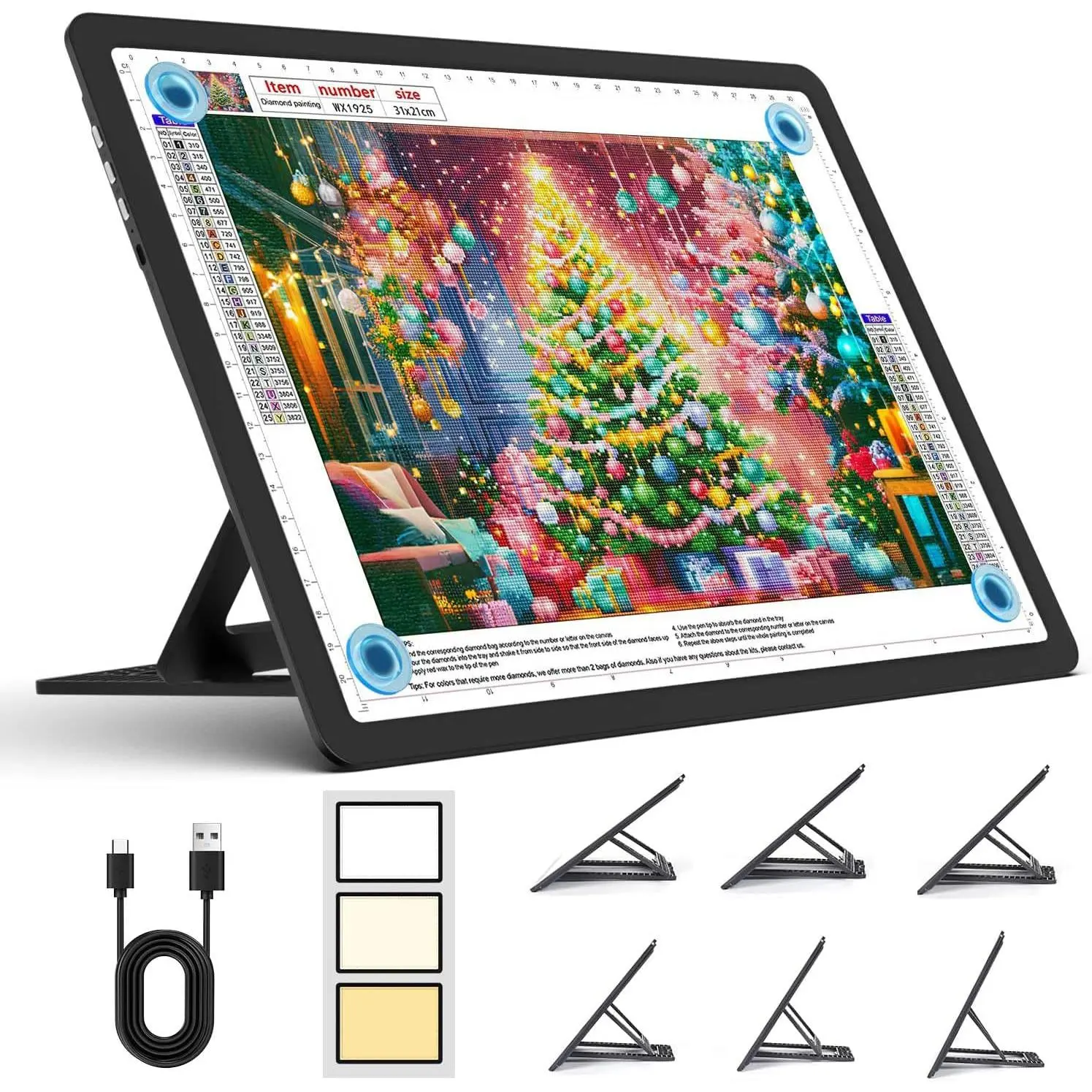 Rechargeable A4 Light Board with Stand, 7100Lux Super Bright Magnetic Light Pad with Side Buttons, Wireless Light Box for Tracing, LED Light Table for Diamond Painting,Sketching,Drawing