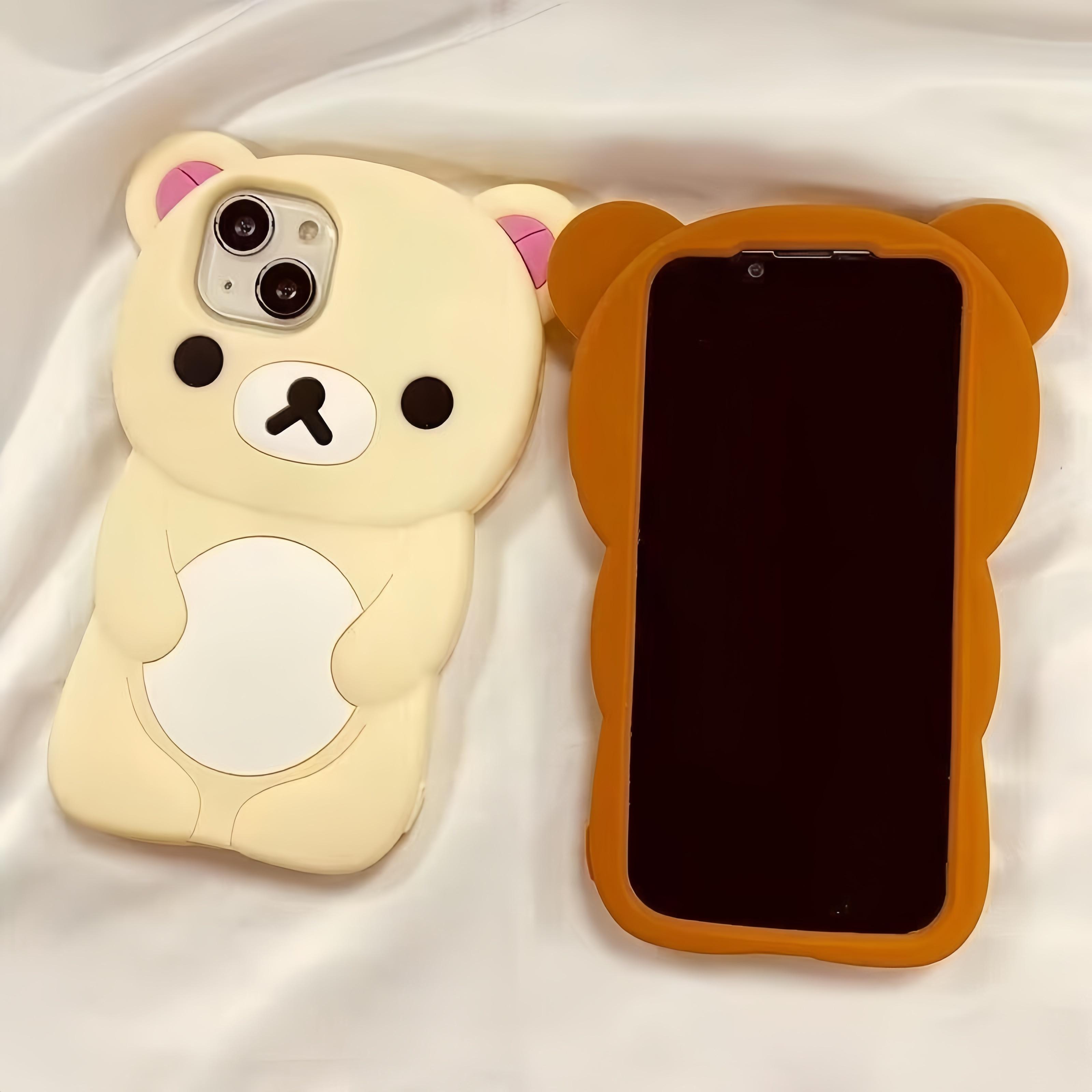 3D Rilakkuma Soft Silicone Protective Phone Case, Cute Cartoon Cover for iPhone 16/15/14/13/12/11 Pro, X, XS, XS Max, XR, 6/7/8 Plus, 4/4S, 5/5S and SE, Smartphone Casing