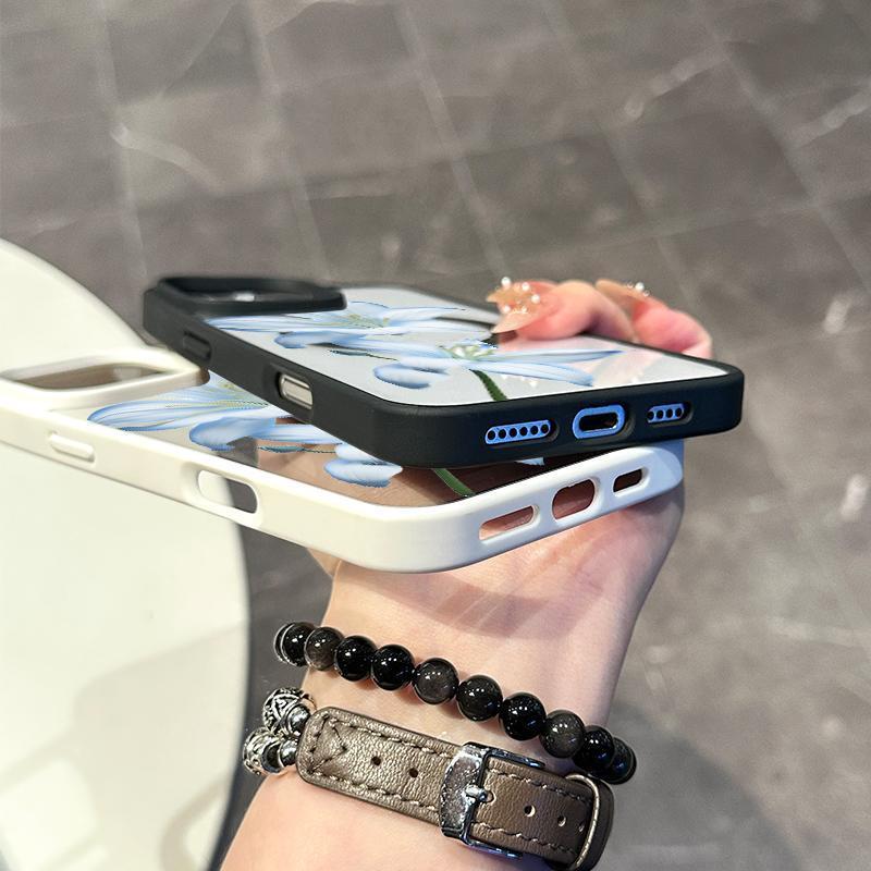 Magnetic Compatible Case suitable for iPhone 17 16 15 14 13 12 11pro promax plus, Blue Lilies MagSafe Ready, Anti-Slip, Ultra Thin | Aesthetic Touch for Daily Use