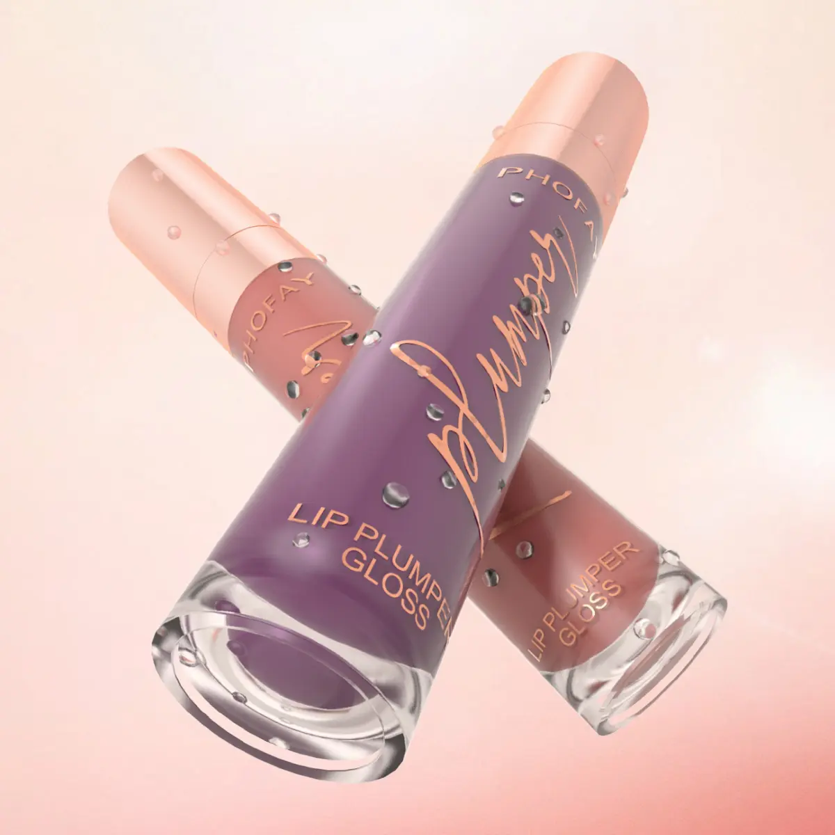 PHOFAY Shiny Lip Plumper Gloss 7ml, Plumping High-Shine Lip Gloss, Volumizing Glossy Lip Tint, Clear Shiny Plump Lips, Lightweight Non-Sticky Formula, Long-Lasting Glossy Finish