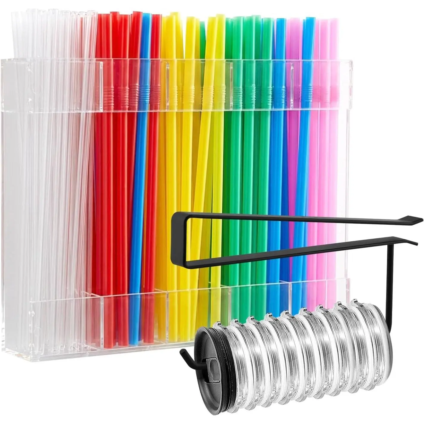 Kitchen Cabinet Straw Holder- Organizer with Adhesive and  Lid Rack for Door – Cup Tumbler Accessories Storage Set for  Straws