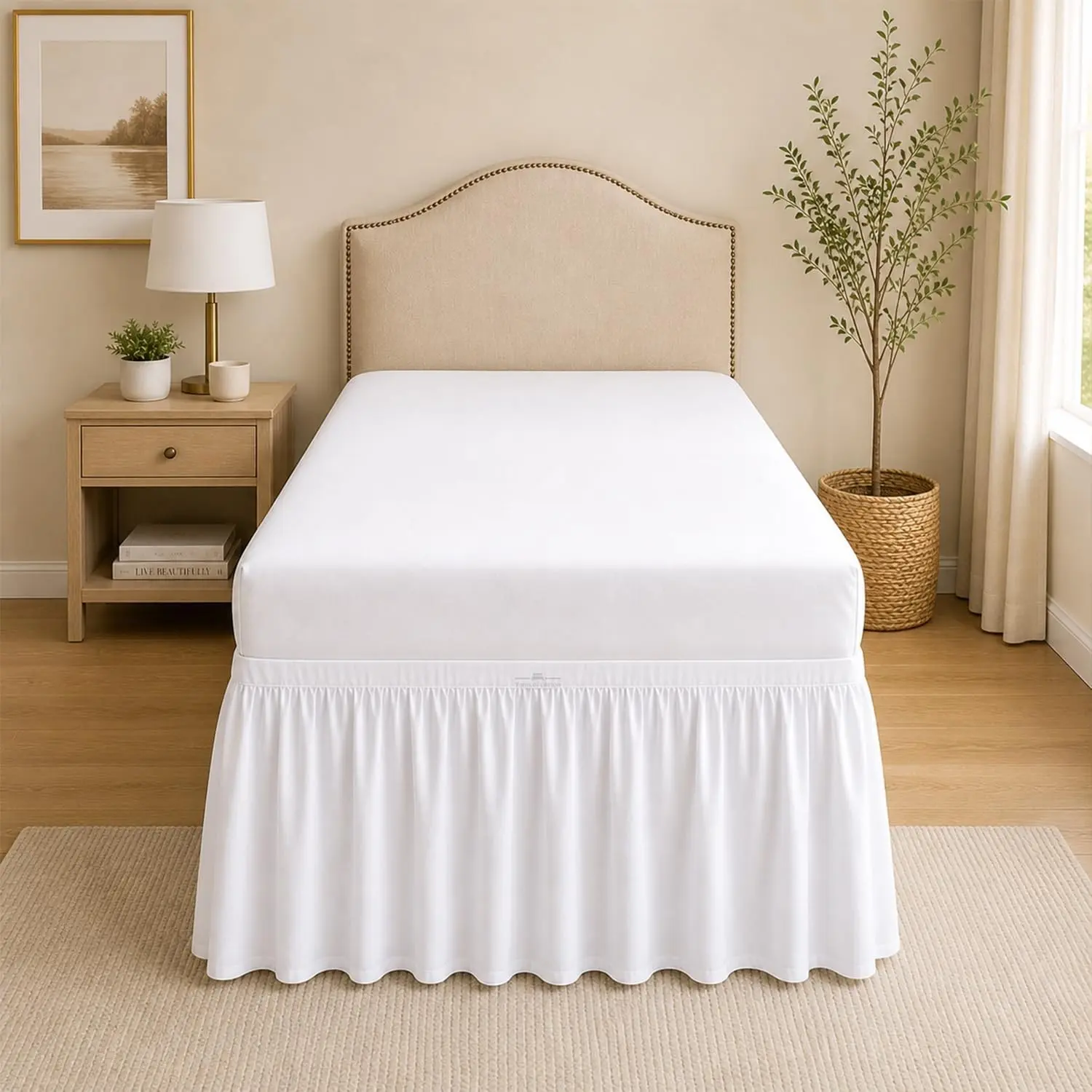 Dorm Room College Microfiber Ruffled Bedskirts Twin-XL - 30" Drop, White Ruffled With Split Corner Elegant Design 1000 Series Premium Brushed Microfiber Tailored Drop Easy Care Wrinkle Free