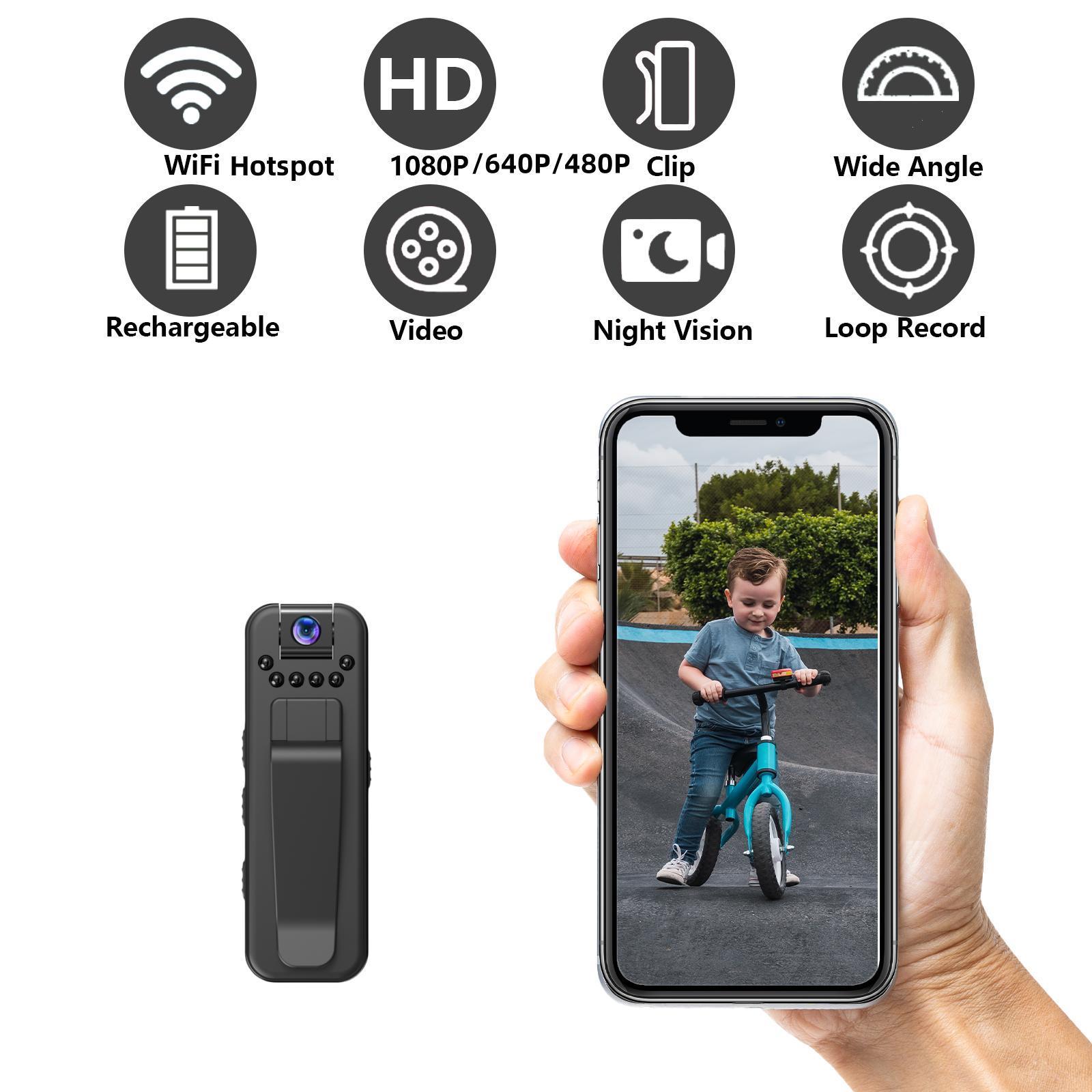Wireless 1080P Vlog Body Camera, Wearable Body Cam with Night-Vision & 180 °         Rotation Lens – Lightweight Camcorder for Outdoor Recording & Travel
