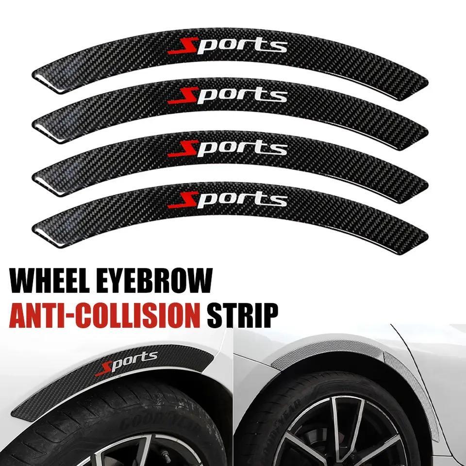 Car Wheel Eyebrow Anti-collision Strip, 4 Counts Carbon Fiber Decorative Strip, Anti-scratch Sticker for Car Wheel Profile, Sticker for Cars, Decal for Cars, Universal Car Exterior Accessories