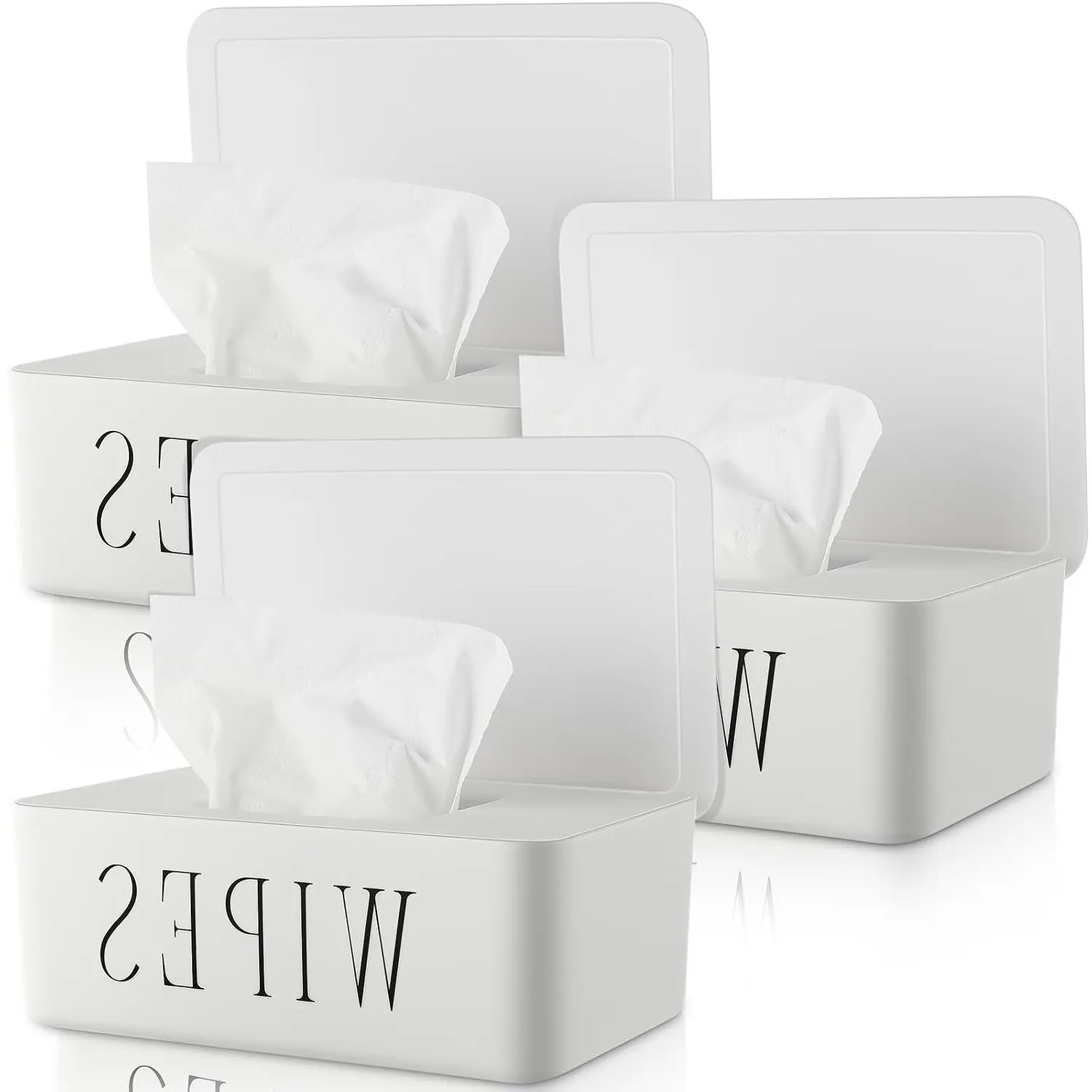 3 Pack Small White Baby Wipes Dispenser with Lid, Refillable Wipe Container for Bathroom, Toilet Tissue Storage Box, Home Office Car EssentialGift