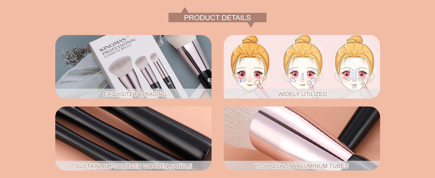 Angled Foundation Brush Concealer Brush, Premium Kabuki Makeup Brush for Liquid, Blending, Cream, Powder, Blush Buffing Stippling Face Makeup Tools White (White, B. 2Pcs (170W/270W)