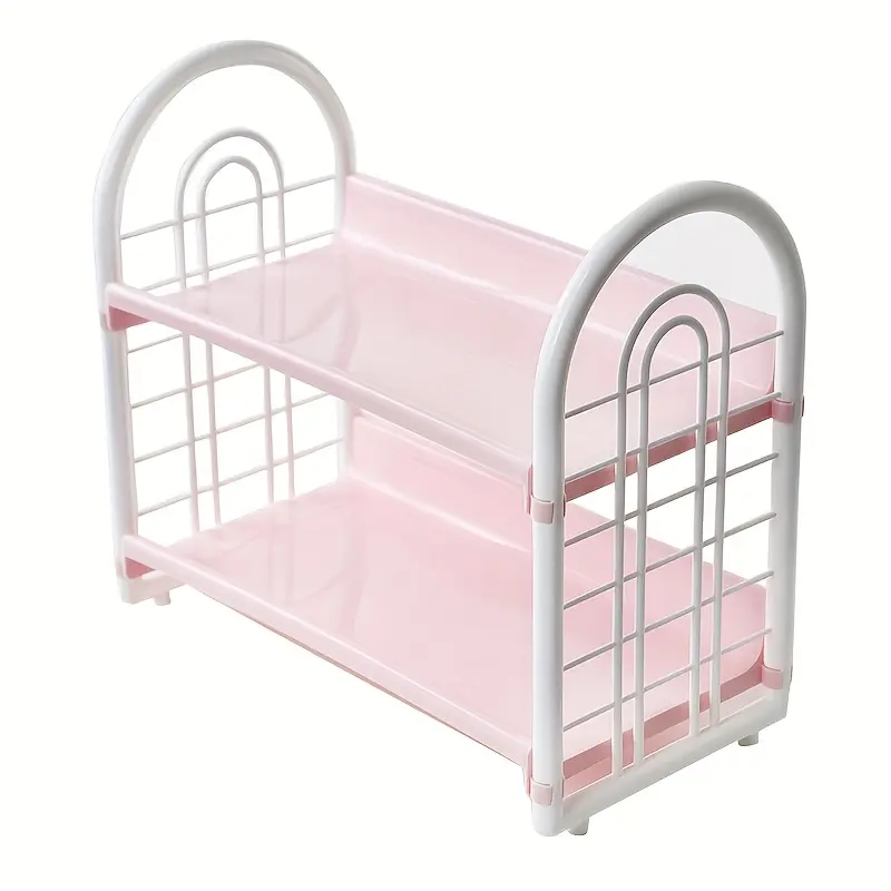 A single-tier desktop storage rack—suitable for organizing cosmetics in home bedrooms or as a compact, multi-functional organizer for dormitories; also serves as a decorative piece for bedroom or small-space desktops.