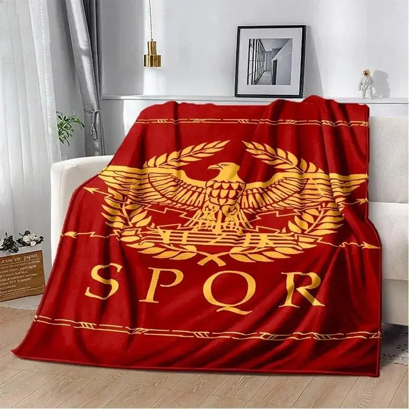 Roman SPQR Logo Microfibre Poly Flannel Throw Blanket - Wrinkle Resistant, Soft Cozy, Fading Resistant, Lightweight, Machine Washable, 30x40in, 50in*40in, 60x50in, All Seasons Bedding for Bedroom Sofa, Housewarmings Gift