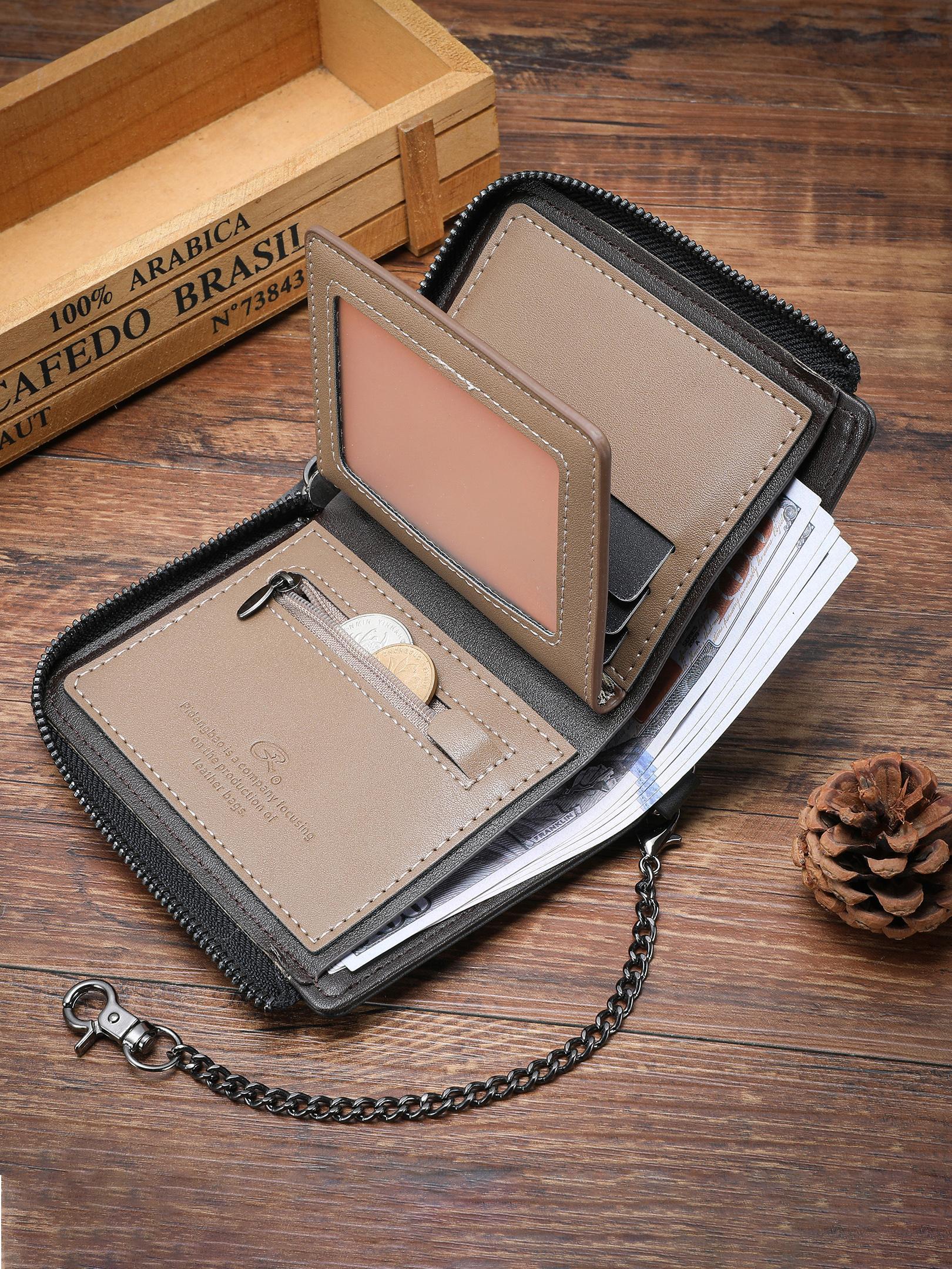 Men's Vintage Multi Card Slot Short Wallet, Casual Trendy Wallet, Casual PU Leather Zipper Wallet, Zipper Wallet Design, Multi-functional Wallet for Men for Daily Use