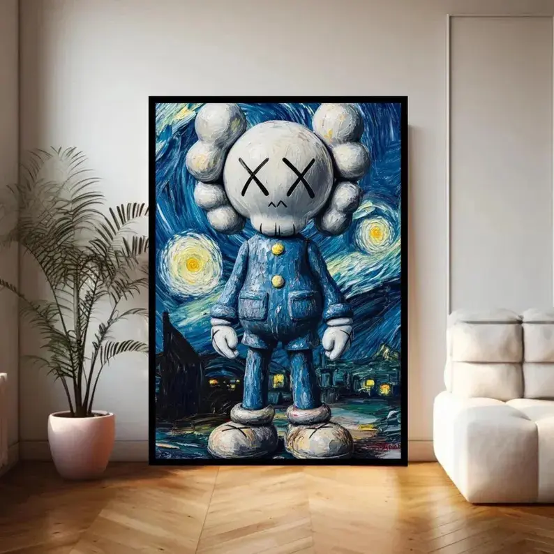 Kaws Art Premium Canvas Print - Artistic Minimalist Room Decoration, Hypebeast Home Decor, Wall Decor
